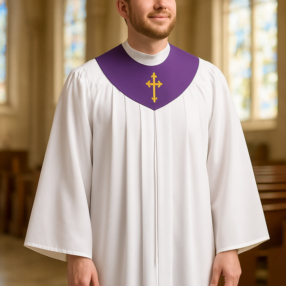 Christianartworkshop Robe de clergé divin pour les services religieux - Joug orné d'une croix - Violet - 3XL - image 16