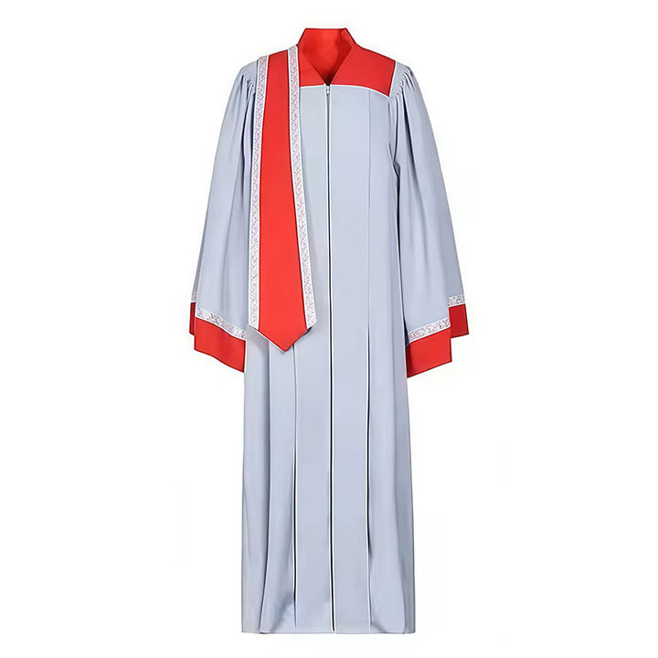 Christianartworkshop Robe de clergé pour cérémonie sacrée - Grise et rouge avec détails délicats - image 2