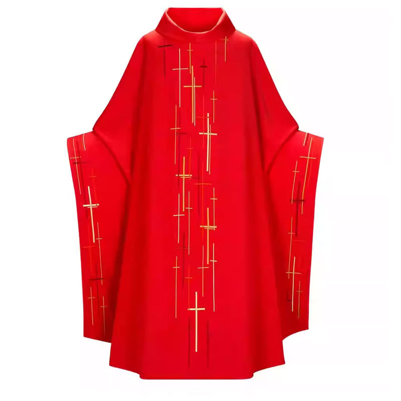 Chasuble à croix linéaire visuelle Christianartworkshop dans des couleurs vives assorties - Rouge - Taille unique convenant à la plupart des personnes - image 1