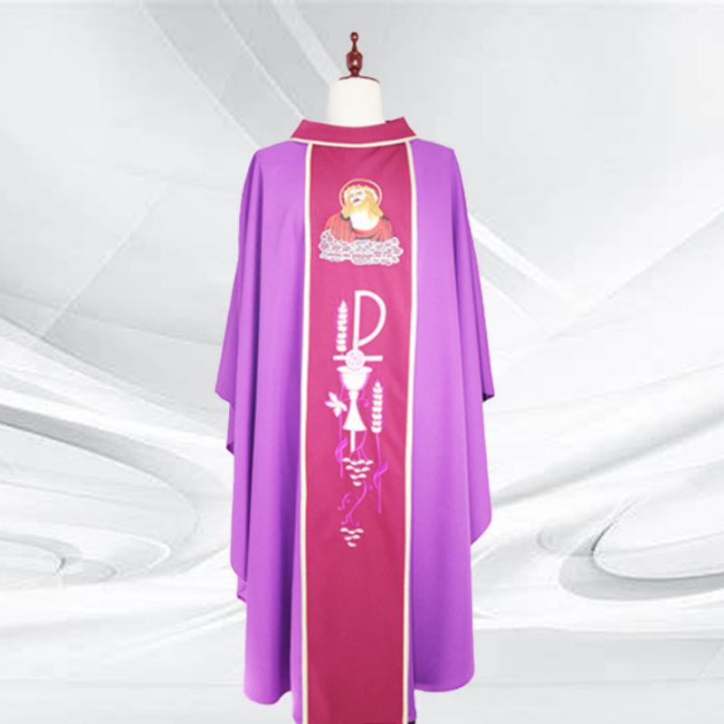 Christianartworkshop Ensemble de chasubles de couleurs assorties avec motifs Chi-Rho, figuratifs et blé-raisin - Violet - Taille unique convenant à la plupart des personnes - image 4