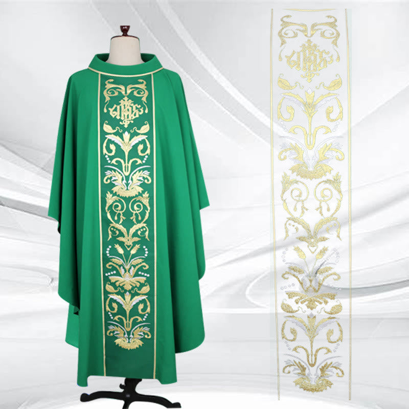 Christianartworkshop Chasuble multicolore ornée de croix, de calice et de motifs de blé et de raisin - Vert - Taille unique convenant à la plupart des personnes - image 0