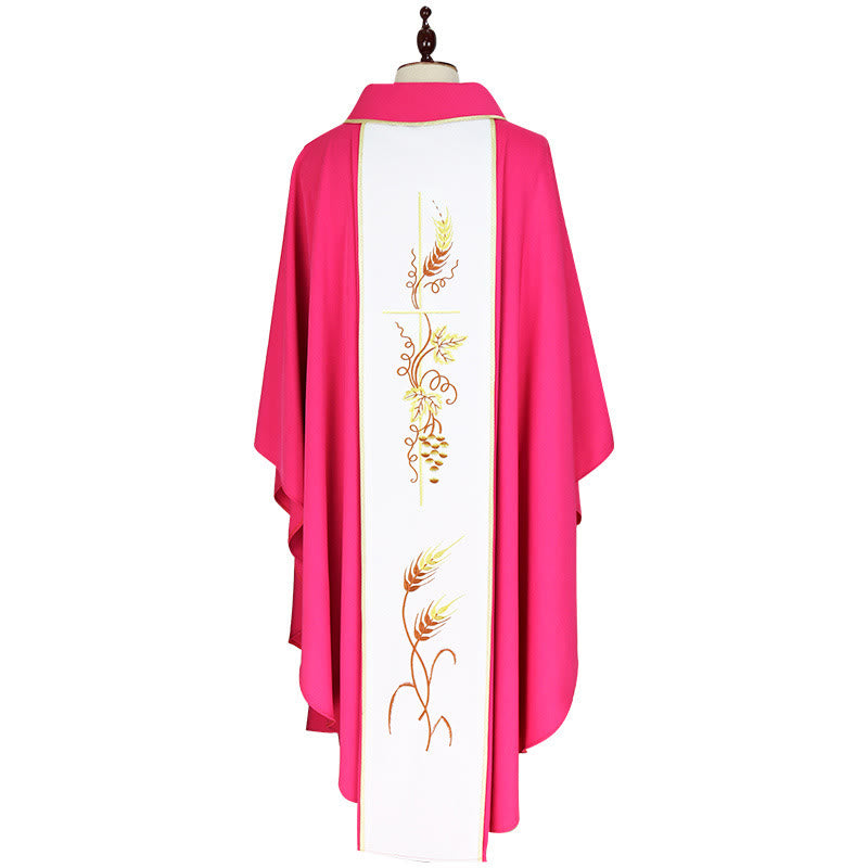 Christianartworkshop Chasuble rose vif avec empiècement blanc et motif du Sacré-Cœur - image 1