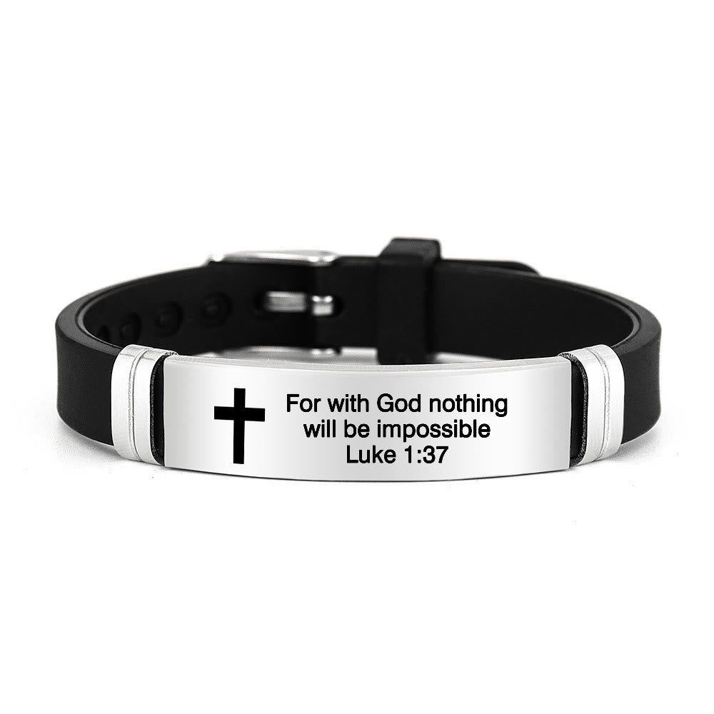 Bracelet croix multi-styles et motivant avec versets bibliques, créé par Christianartworkshop - Argent 1:37 - image 2