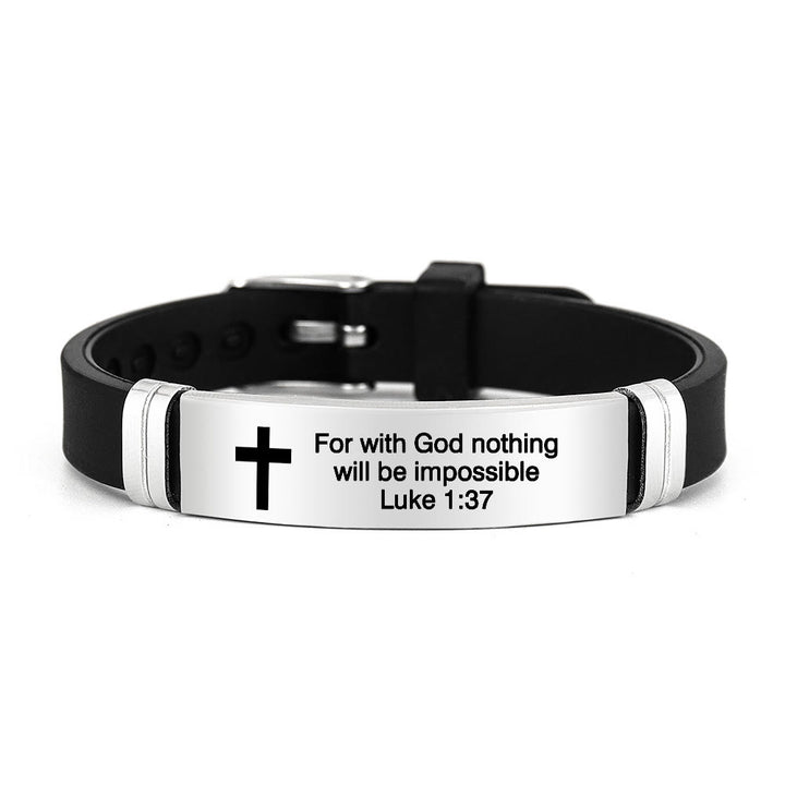 Bracelet croix multi-styles et motivant avec versets bibliques, créé par Christianartworkshop - Argent 1:37 - image 2