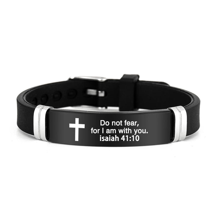Bracelet croix multi-styles et motivant avec versets bibliques, créé par Christianartworkshop - Noir 41:10 - image 15