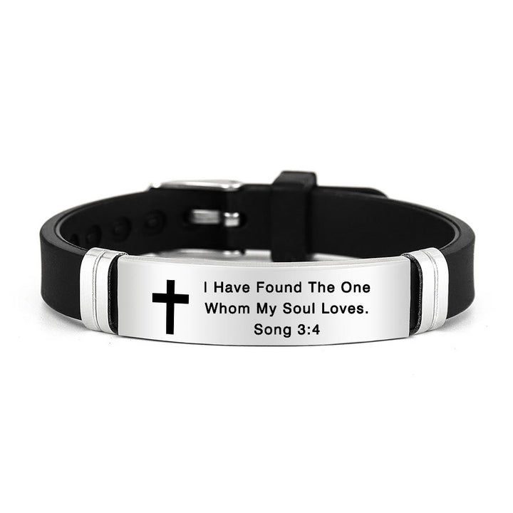 Bracelet croix multi-styles et motivant avec versets bibliques, créé par Christianartworkshop - Argent 3:4 - image 4