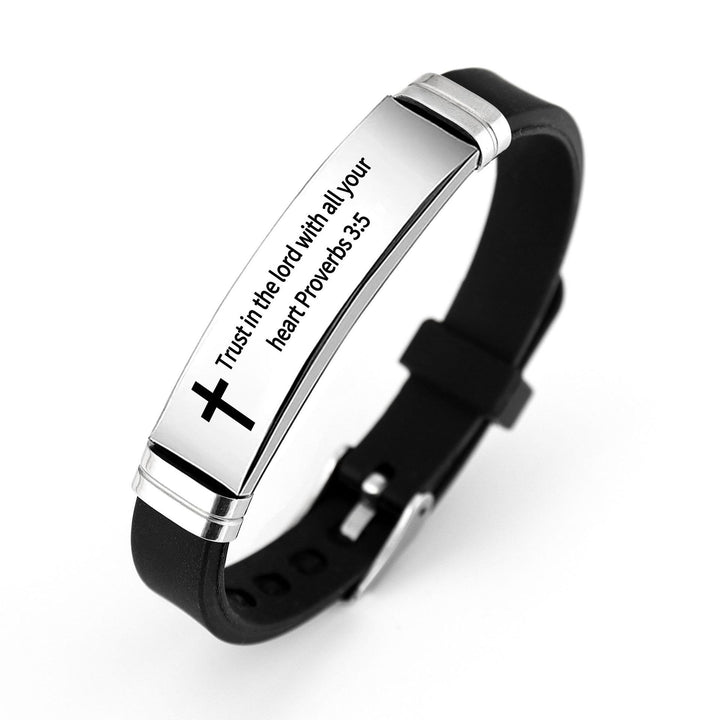 Bracelet croix multi-styles et motivant avec versets bibliques, créé par Christianartworkshop - Argent 3:5 - image 5