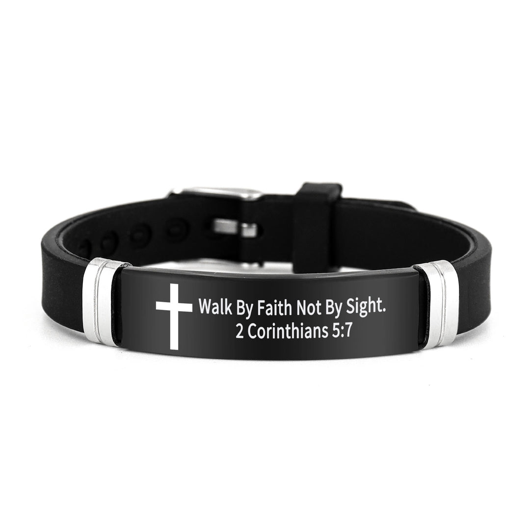 Bracelet croix multi-styles et motivant avec versets bibliques, créé par Christianartworkshop - Noir 5:7 - image 22