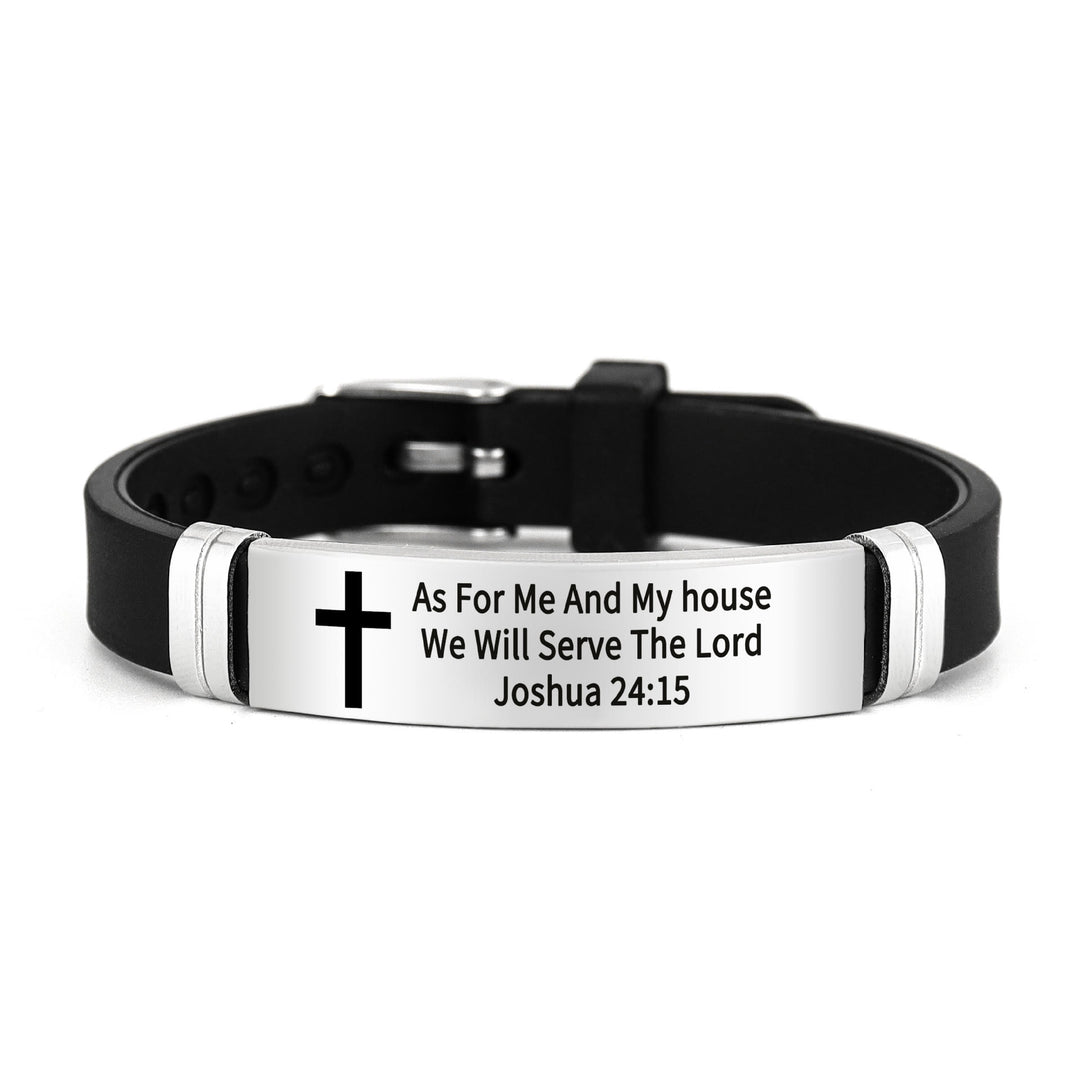 Bracelet croix multi-styles et motivant avec versets bibliques, créé par Christianartworkshop - Argent 24:15 - image 11