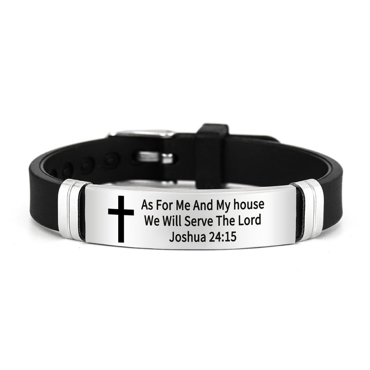 Bracelet croix multi-styles et motivant avec versets bibliques, créé par Christianartworkshop - Argent 24:15 - image 11