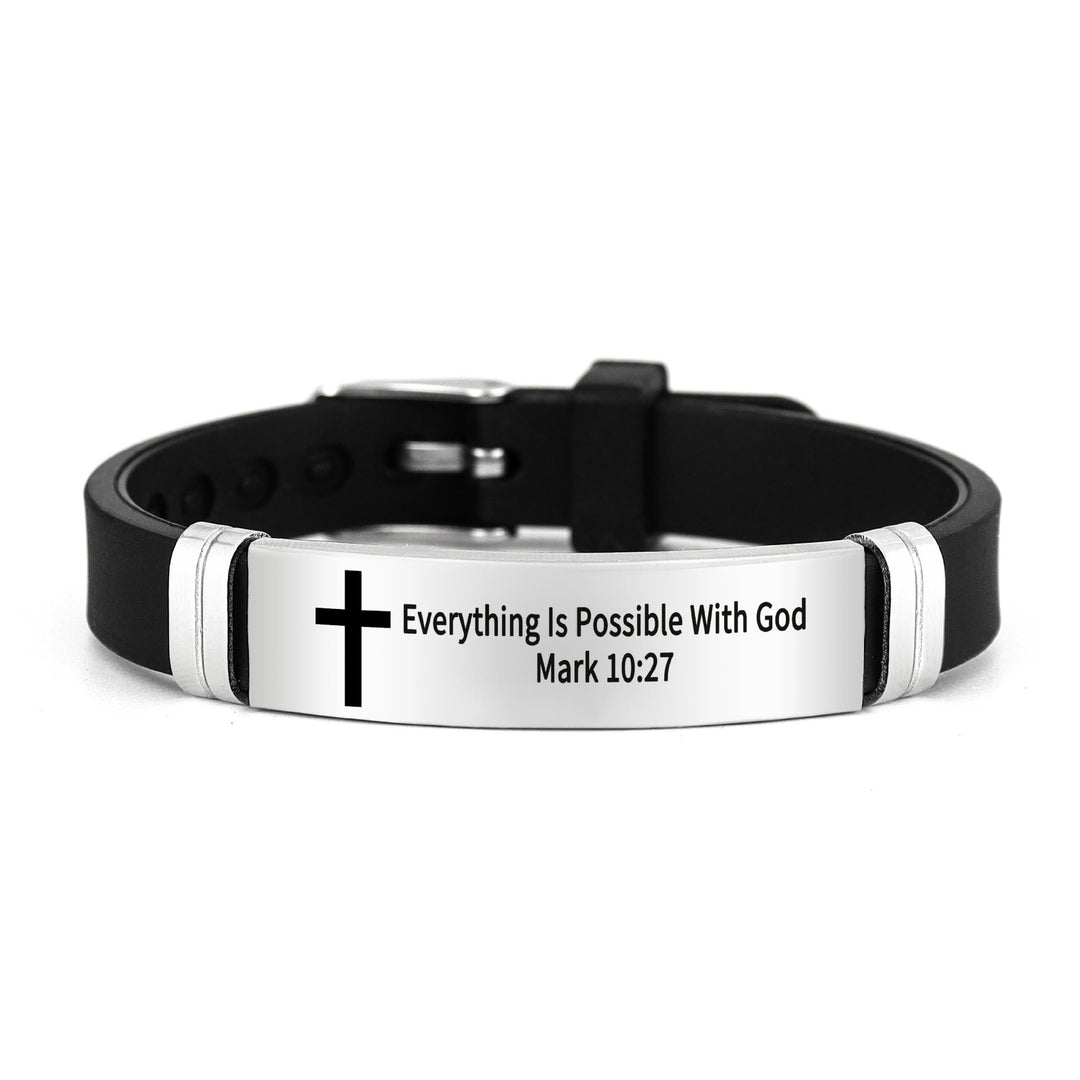 Bracelet croix multi-styles et motivant avec versets bibliques, créé par Christianartworkshop - Argent 10:27 - image 10