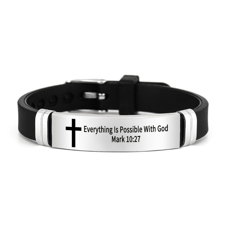Bracelet croix multi-styles et motivant avec versets bibliques, créé par Christianartworkshop - Argent 10:27 - image 10