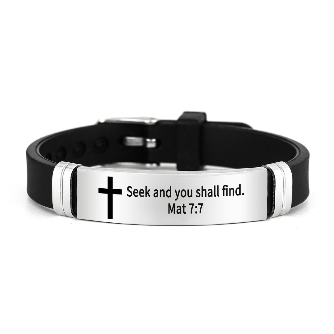 Bracelet croix multi-styles et motivant avec versets bibliques, créé par Christianartworkshop - Argent 7:7 - image 9