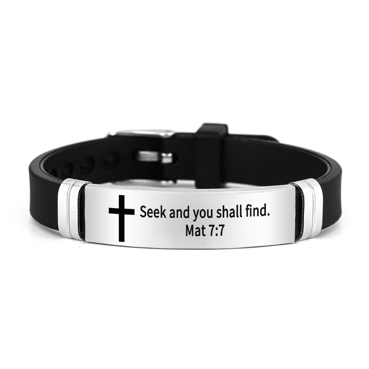 Bracelet croix multi-styles et motivant avec versets bibliques, créé par Christianartworkshop - Argent 7:7 - image 9