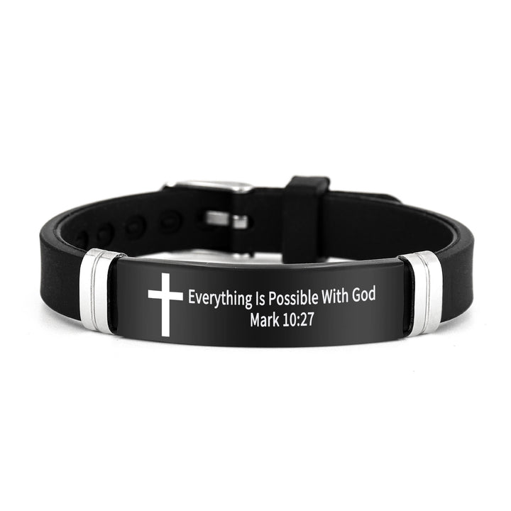 Bracelet croix multi-styles et motivant avec versets bibliques, créé par Christianartworkshop - Noir 10:27 - image 24
