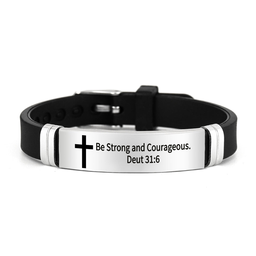Bracelet croix multi-styles et motivant avec versets bibliques, créé par Christianartworkshop - Argent 31:6 - image 13