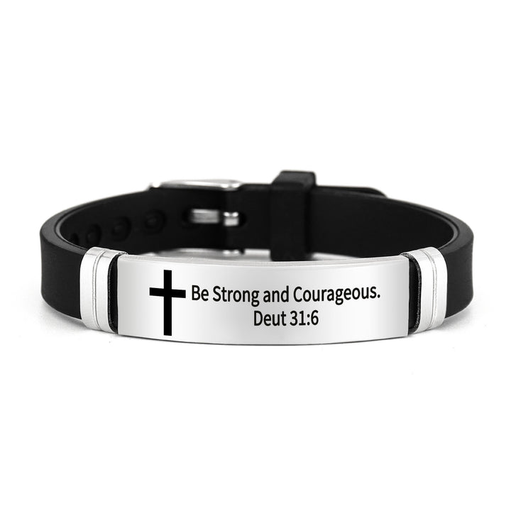 Bracelet croix multi-styles et motivant avec versets bibliques, créé par Christianartworkshop - Argent 31:6 - image 13
