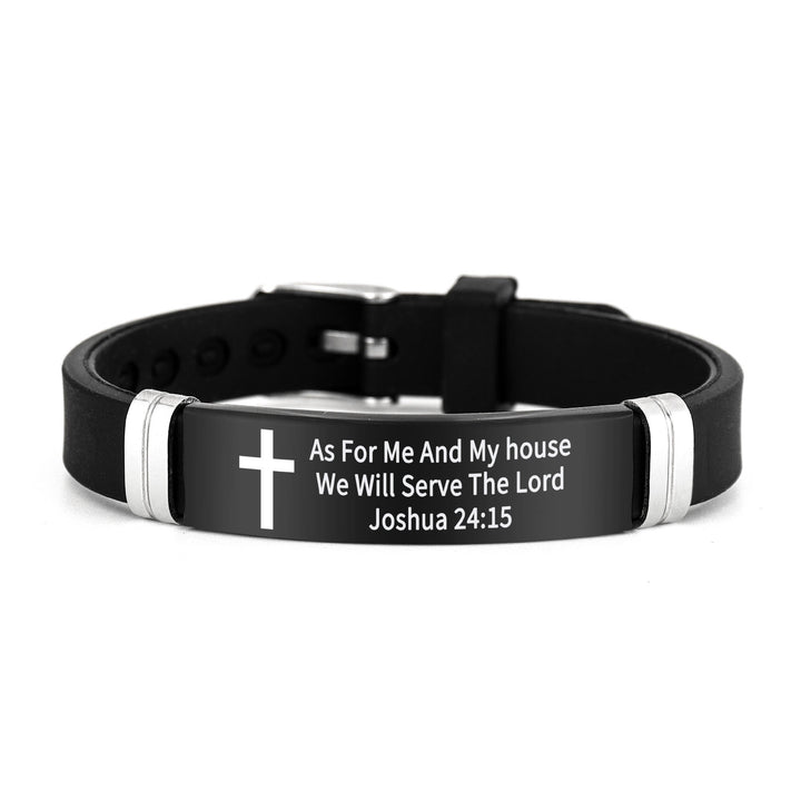 Bracelet croix multi-styles et motivant avec versets bibliques, créé par Christianartworkshop - Noir 24:15 - image 25