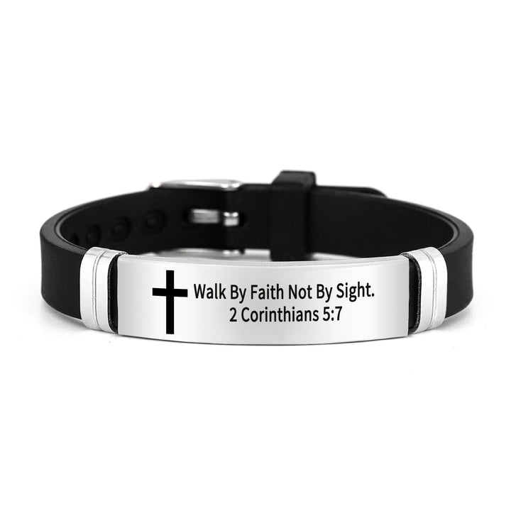 Bracelet croix multi-styles et motivant avec versets bibliques, créé par Christianartworkshop - Argent 5:7 - image 8