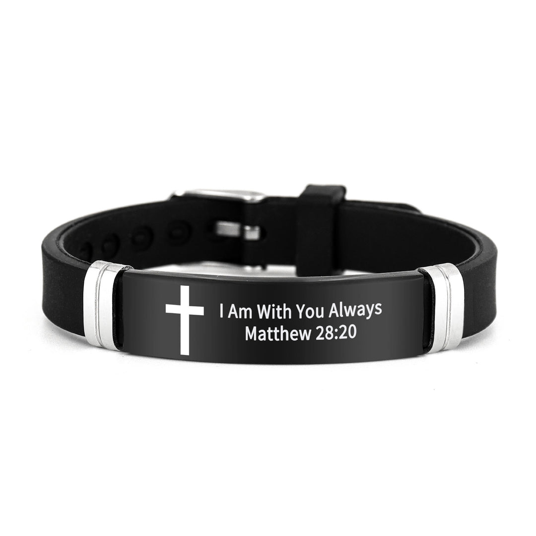 Bracelet croix multi-styles et motivant avec versets bibliques, créé par Christianartworkshop - Noir 28:20 - image 26