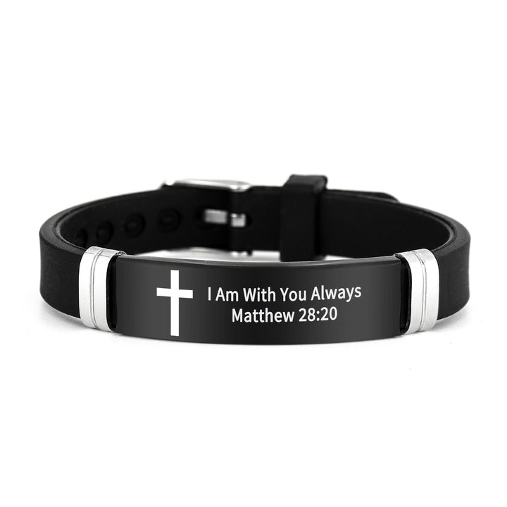 Bracelet croix multi-styles et motivant avec versets bibliques, créé par Christianartworkshop - Noir 28:20 - image 26