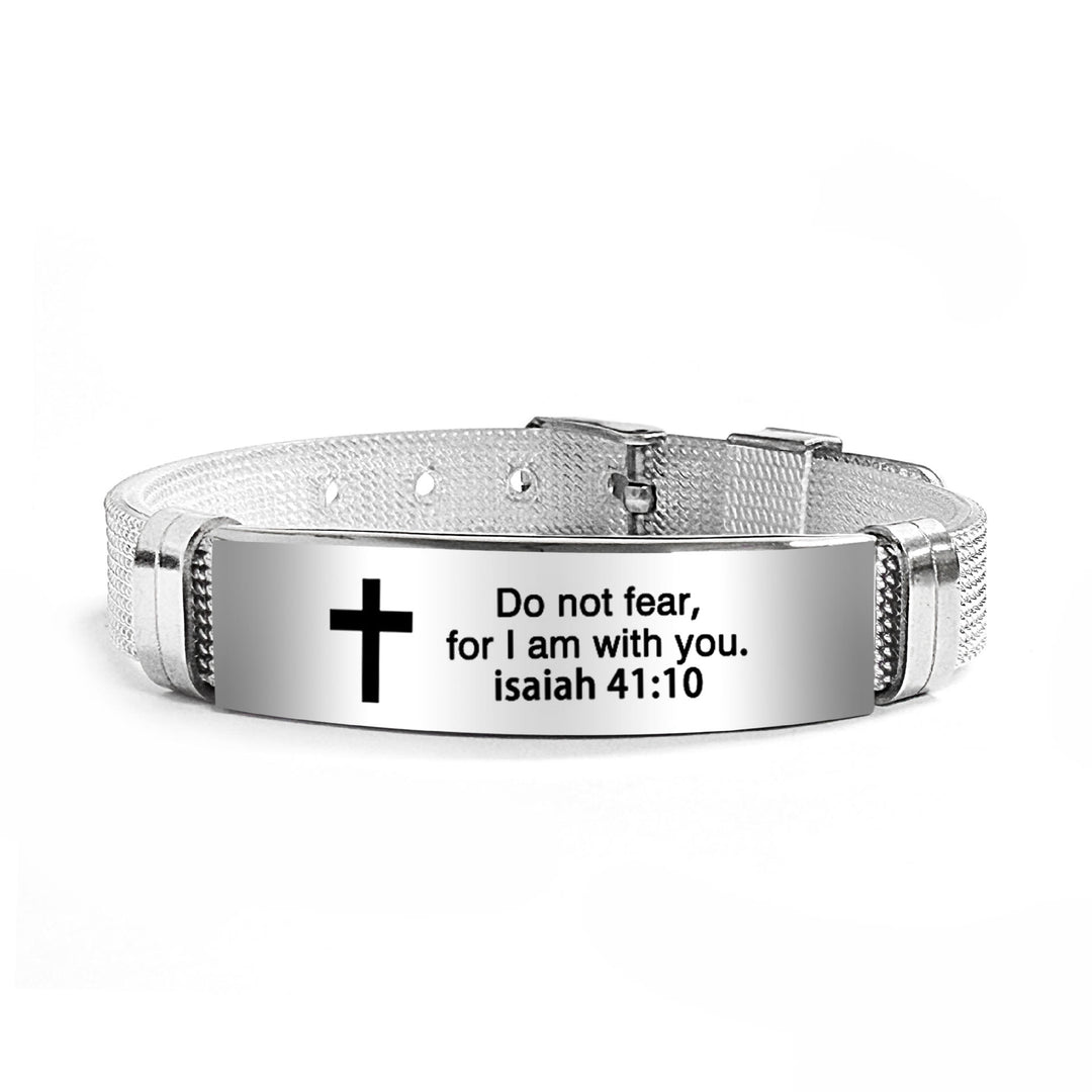 Bracelet croix multi-styles et motivant avec versets bibliques, créé par Christianartworkshop - PVC noir 41:10 - image 57