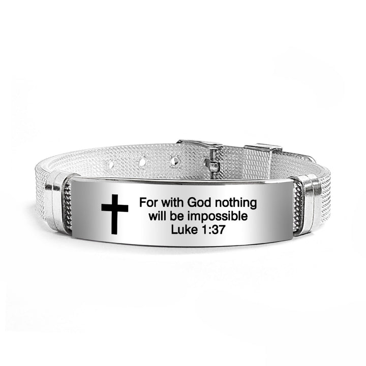 Bracelet croix multi-styles et motivant avec versets bibliques, créé par Christianartworkshop - PVC noir 1:37 - image 58