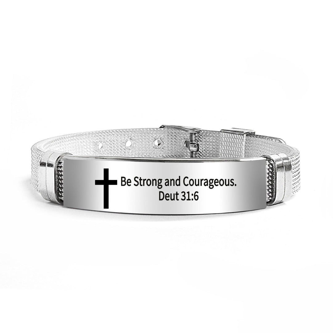 Bracelet croix multi-styles et motivant avec versets bibliques, créé par Christianartworkshop - PVC noir 31:6 - image 69