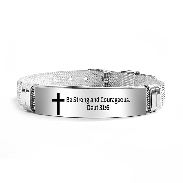Bracelet croix multi-styles et motivant avec versets bibliques, créé par Christianartworkshop - PVC noir 31:6 - image 69