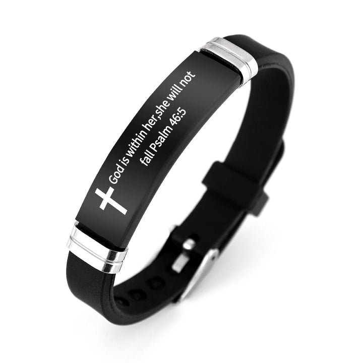 Bracelet croix multi-styles et motivant avec versets bibliques, créé par Christianartworkshop - Noir 46:5 - image 20