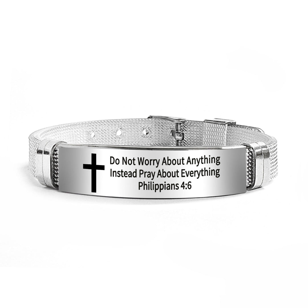 Bracelet croix multi-styles et motivant avec versets bibliques, créé par Christianartworkshop - PVC noir 4:6 - image 63