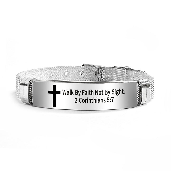 Bracelet croix multi-styles et motivant avec versets bibliques, créé par Christianartworkshop - PVC noir 5:7 - image 64