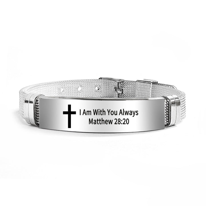 Bracelet croix multi-styles et motivant avec versets bibliques, créé par Christianartworkshop - PVC noir 28:20 - image 68