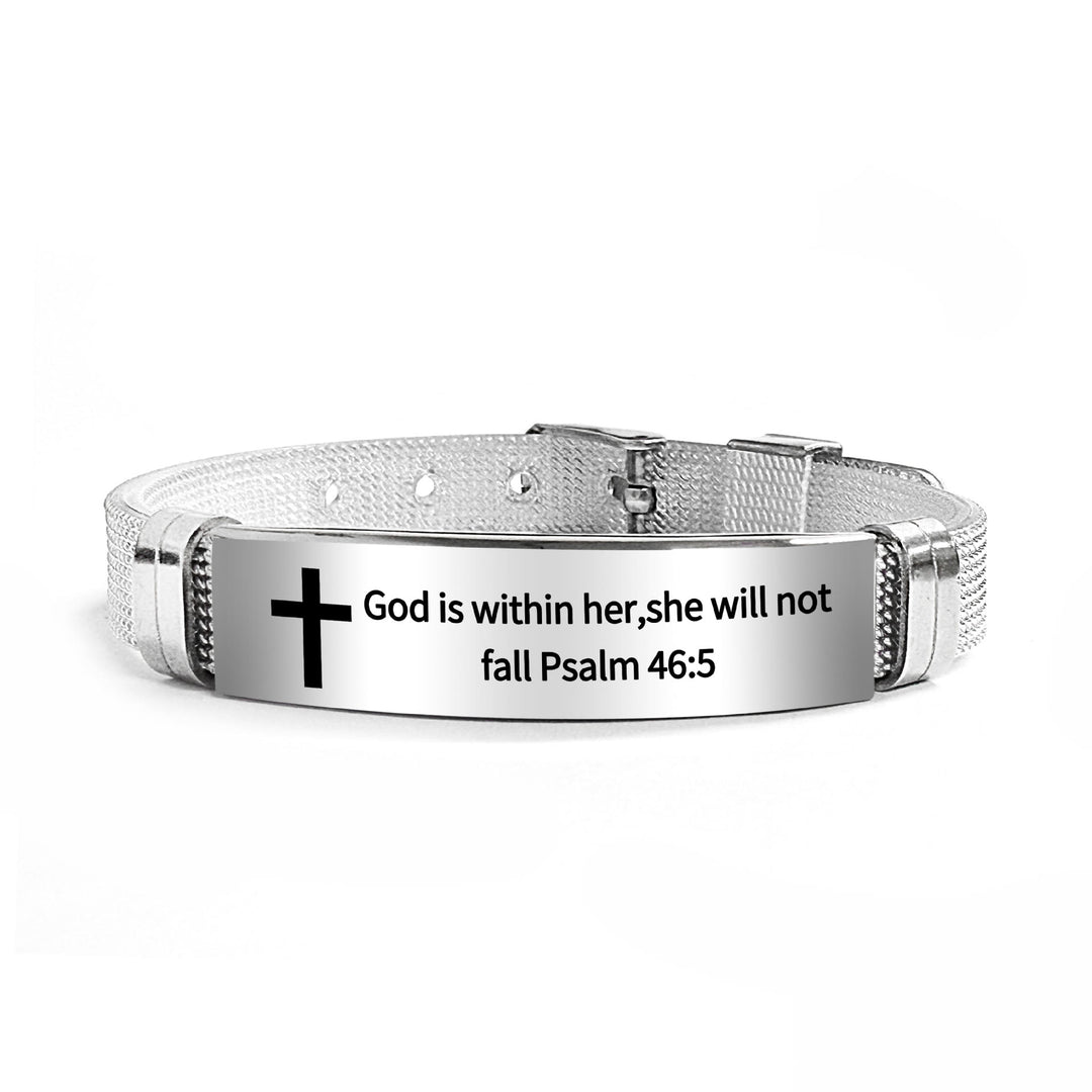 Bracelet croix multi-styles et motivant avec versets bibliques, créé par Christianartworkshop - PVC noir 46:5 - image 62