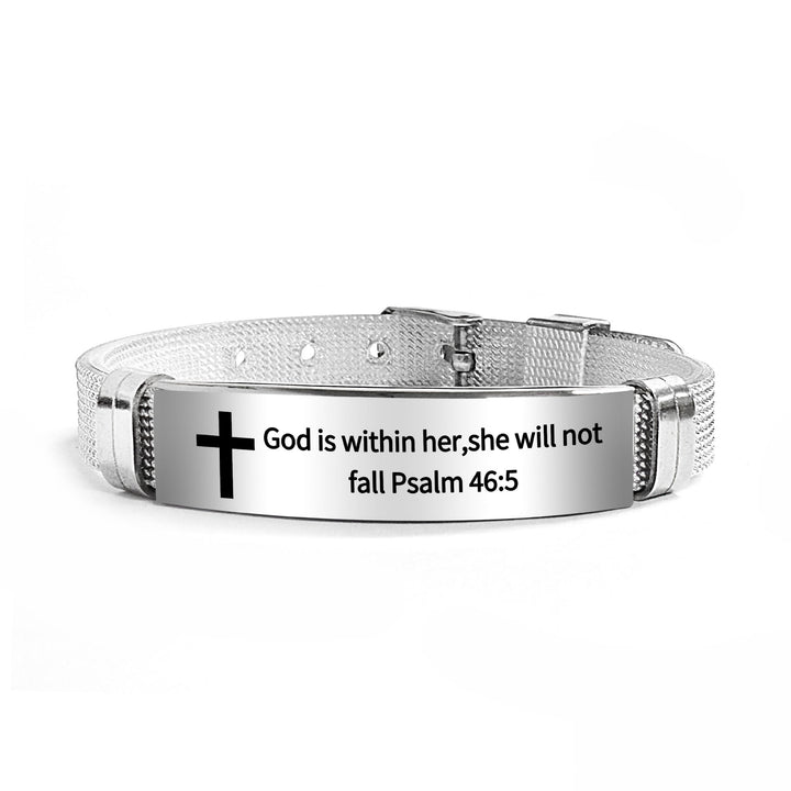 Bracelet croix multi-styles et motivant avec versets bibliques, créé par Christianartworkshop - PVC noir 46:5 - image 62