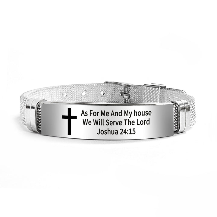 Bracelet croix multi-styles et motivant avec versets bibliques, créé par Christianartworkshop - PVC noir 24:15 - image 67
