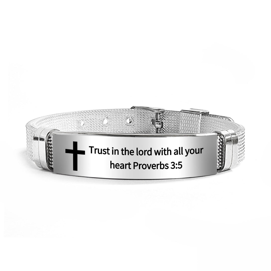 Bracelet croix multi-styles et motivant avec versets bibliques, créé par Christianartworkshop - PVC noir 3:5 - image 61