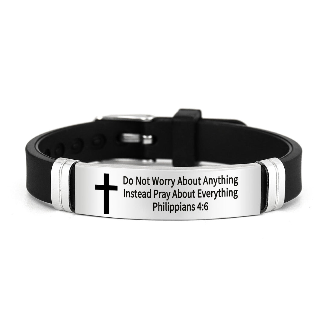 Bracelet croix multi-styles et motivant avec versets bibliques, créé par Christianartworkshop - Argent 4:6 - image 7