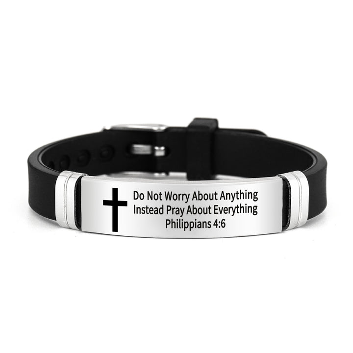 Bracelet croix multi-styles et motivant avec versets bibliques, créé par Christianartworkshop - Argent 4:6 - image 7