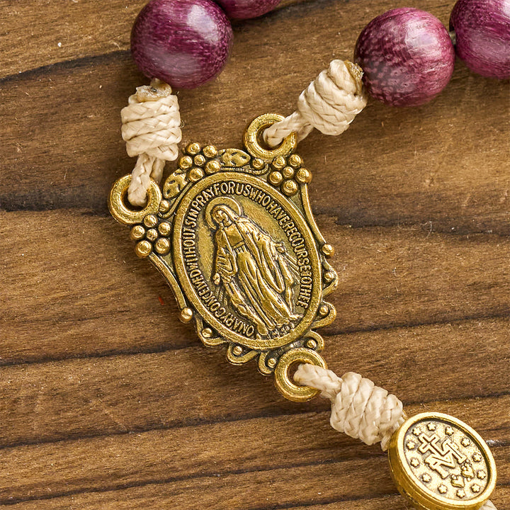 Christianartworkshop Chapelet marial violet et or avec crucifix orné d'une auréole : Tons royaux de la foi - image 8