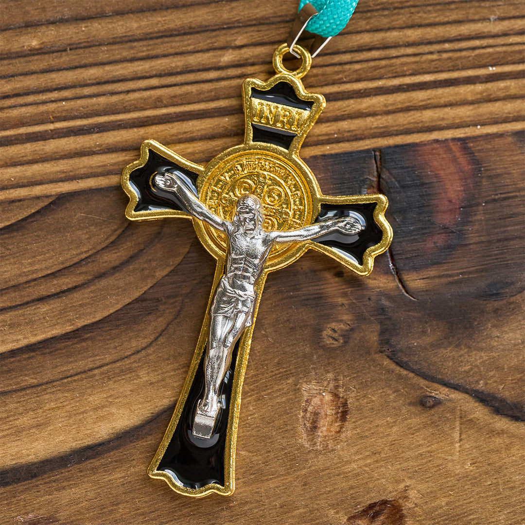 Christianartworkshop Chapelet turquoise vif à nœuds avec camée de Guadalupe : Prise en main ferme, concentration divine - image 8