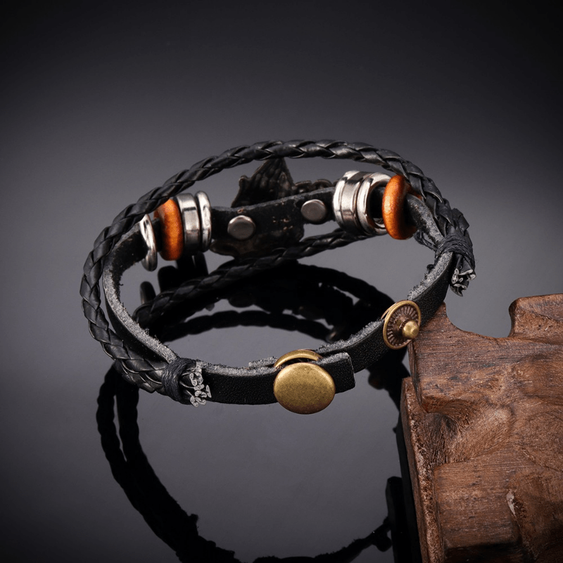 Bracelet Christianartworkshop rétro style mains jointes en prière, motif tressé noir « Que Dieu me bénisse ». - image 4