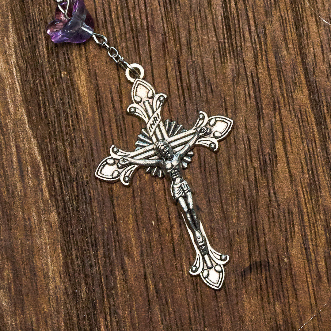 Christianartworkshop Chapelet en verre Muguet Pastel Bloom avec Notre-Dame : Pure grâce mariale - image 8