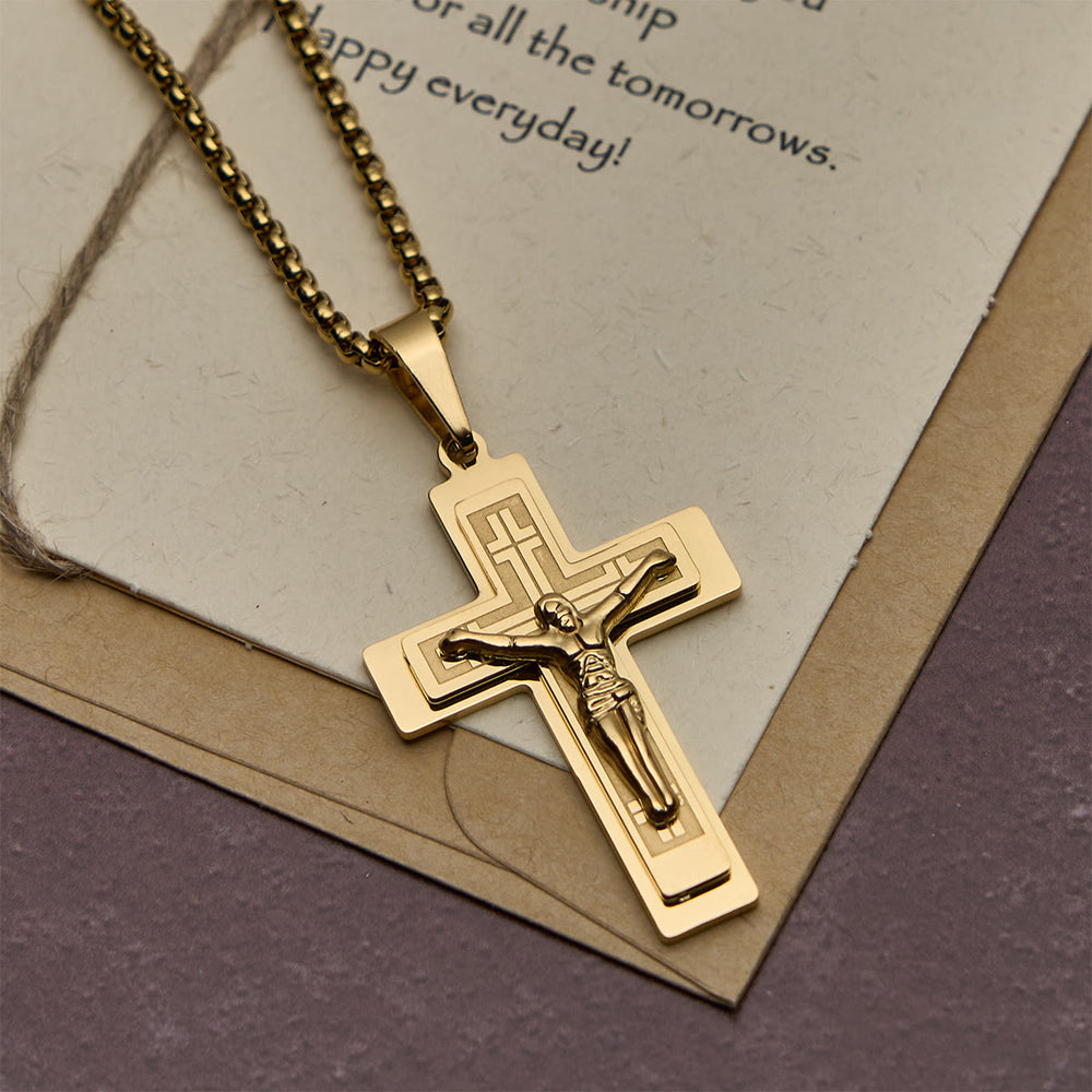 Christianartworkshop Collier pendentif crucifix classique de Jésus : Artisanat en métal multicolore - image 1