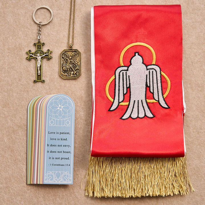 Christianartworkshop Coffret Saint Michel Gardien et Bénédiction de Grâce pour la prière et la réflexion de poche - Collier rétro doré - image 9