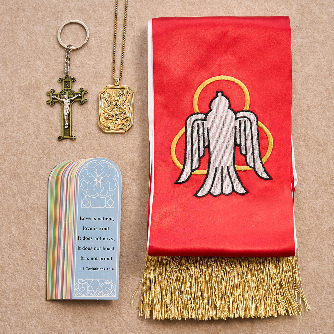 Christianartworkshop Coffret Saint Michel Gardien et Bénédiction de Grâce pour la prière et la réflexion de poche - Collier en or - image 11