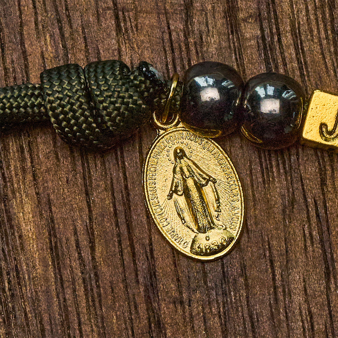 Christianartworkshop Chapelet de poche compact en perles d'hématite avec crucifix et lettre personnalisée « Jésus ». - image 8