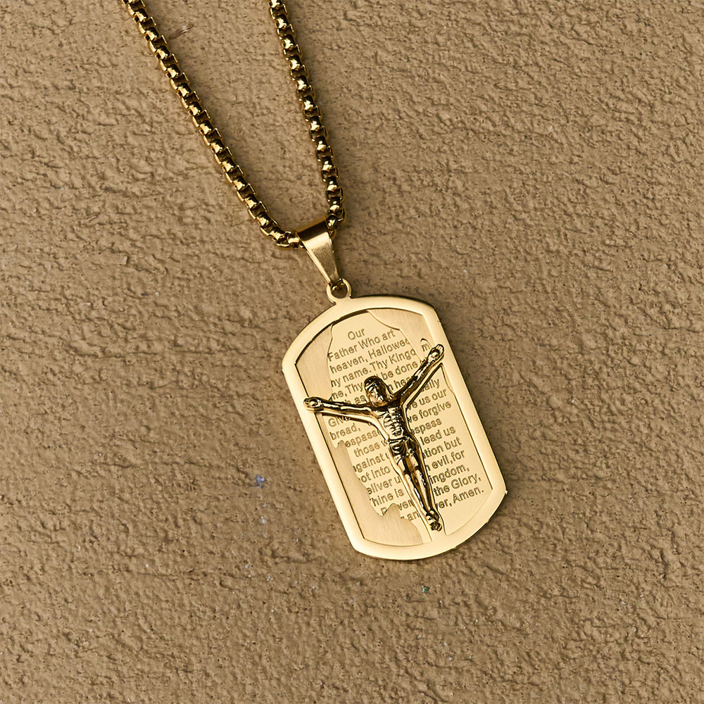 Christianartworkshop Collier crucifix moderne à plusieurs niveaux avec le Notre Père : Dévotion multicolore - image 1