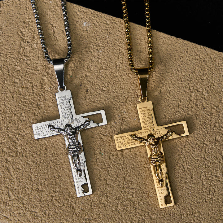 Christianartworkshop Collier avec inscription du Notre Père et crucifix : Garde mes pas - image 6