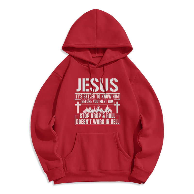 Christianartworkshop Sweat à capuche en polyester doublé polaire avec motif croix et flamme de Jésus et slogan « Foi ». - Rouge - 2XL - image 8